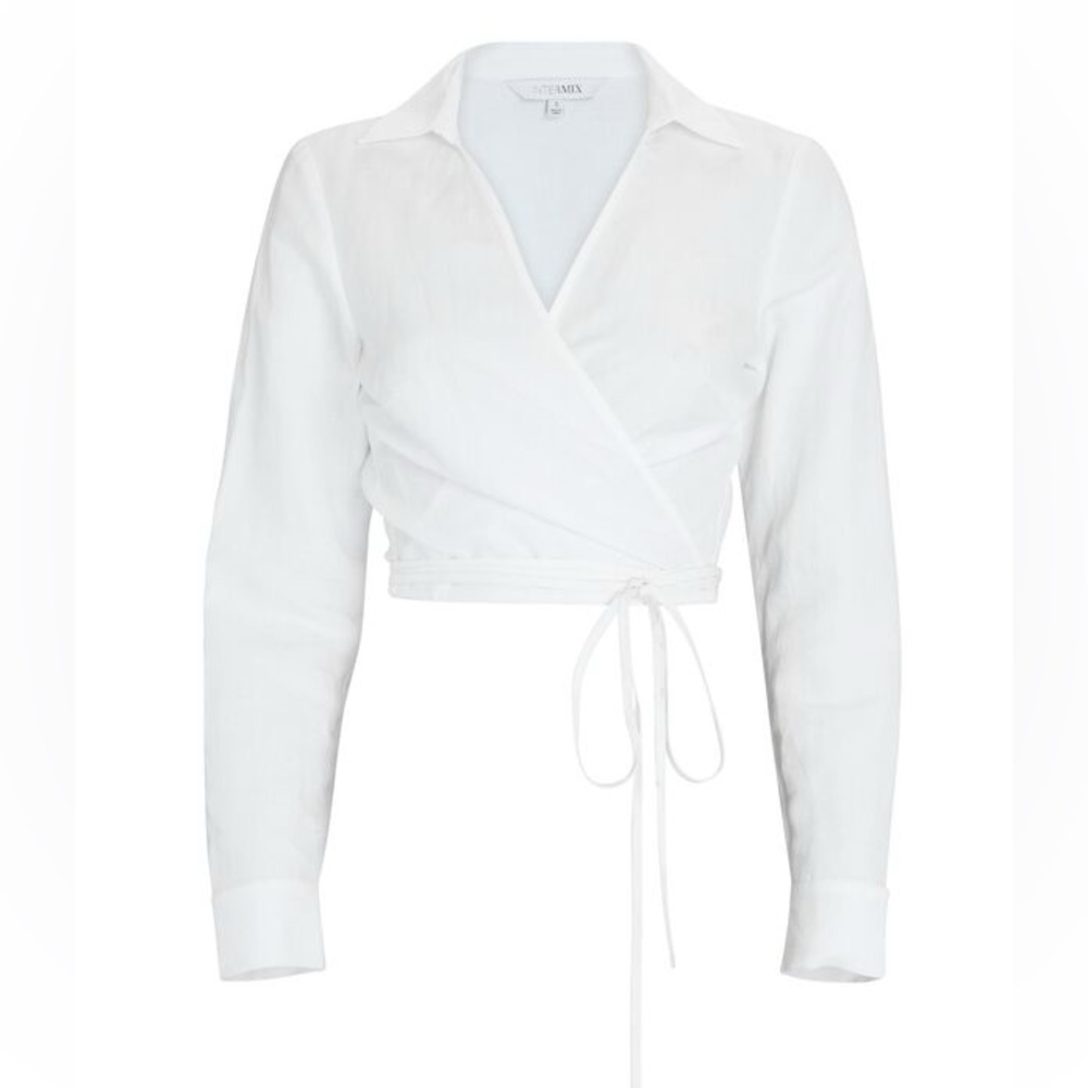Intermix Quincy Wrap Top in white